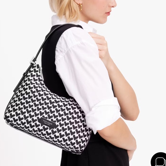 Kate Spade Sam Icon Modernist Hearts Jacquard Small Shoulder Bag - Picture 2 of 14